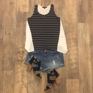 Green Envelope black and white striped tank top